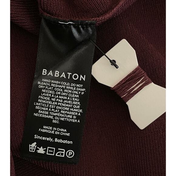 Babaton Sculpt Knit Ambient Dress Rich Maroon Medium Holiday Party Classic NWT - Picture 14 of 15